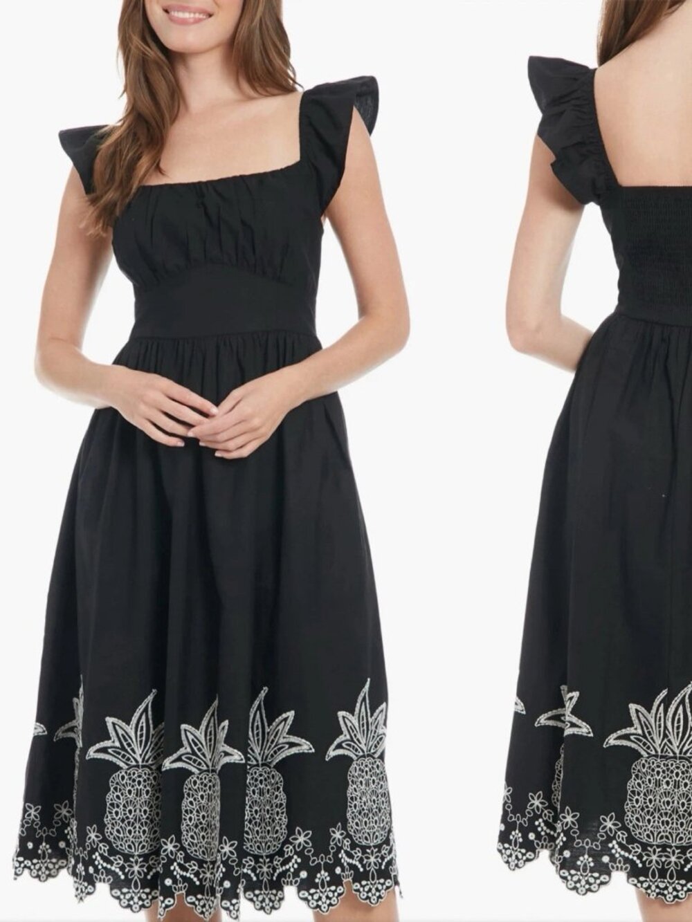 London Times Embroidered Midi Dress